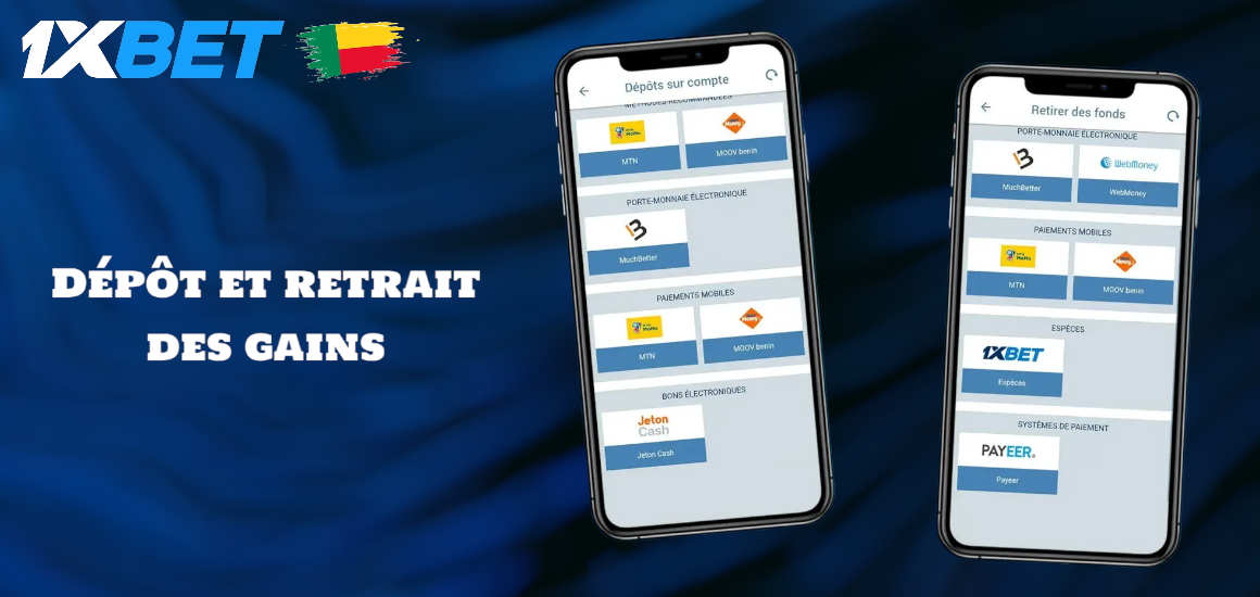 Depot et retrait des gains a partir d'un smartphone